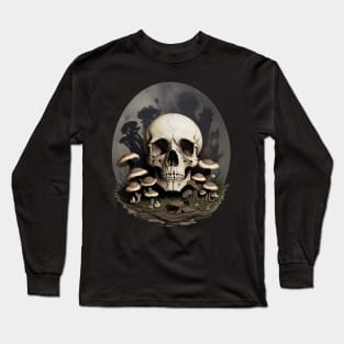 Skull with Mushrooms Long Sleeve T-Shirt